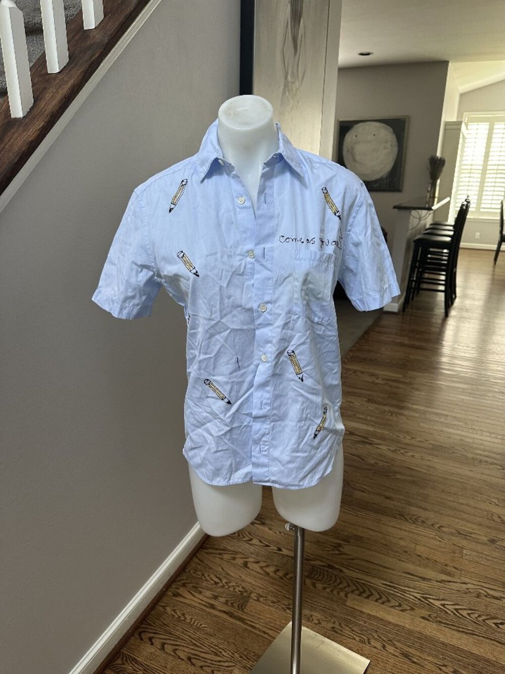 Jimi Roos Blue Short Sleeve Graphic Button Up Size XS